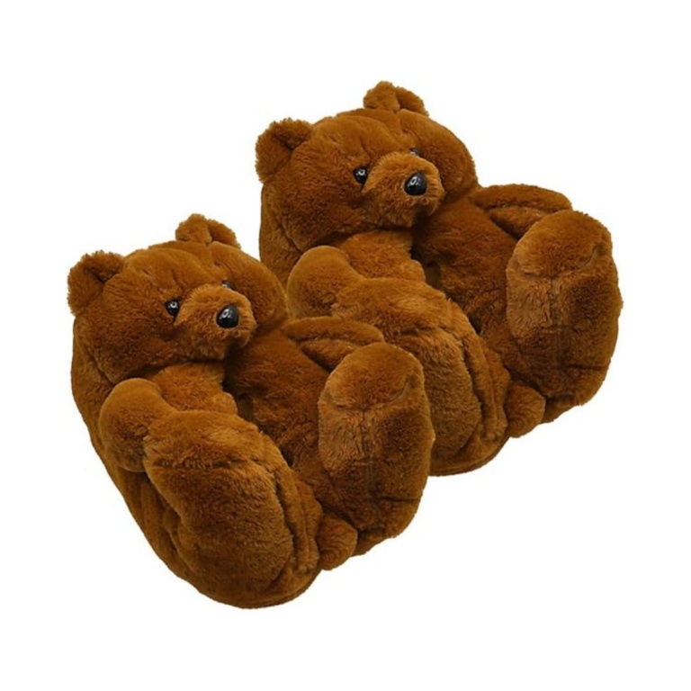 PANTUFLAS EN FORMA DE OSITO PELUCHE (PELUDITAS) MARRON OSCURO