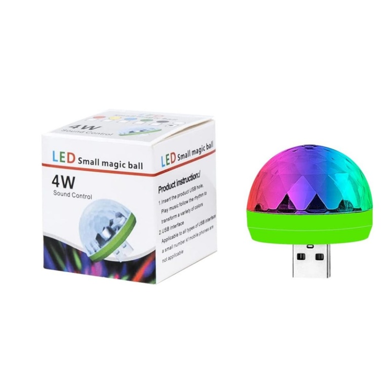 PEQUEA MEDIA BOLA USB CON LUCES LED + ADAPTADOR MICRO USB